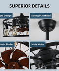 Caged Ceiling Fan With Lights Remote Control Farmhouse Low Profile Pendant Fandelier industrial design details