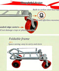 Heavy Duty Foldable Garden Harvest Cart With Guardrails, 440 Pound Capacity, Waterproof Galvanized Iron Frame, Rugged Garden Utility Cart For Farms, Orchards, And Backyard Chores with red rounded-edge casters
