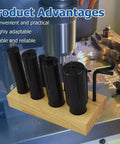 Eight Piece Expanding Arbors Set For Lathe Milling Mandrels High Accuracy on wooden stand with milling machine background