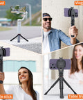Extendable Mini Camera Tripod With 1/4 Inch Screw For DSLR Lenses, Webcam And Smartphone shown in different uses