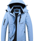 Women's Waterproof Ski Jacket With Hood, Warm Winter Coat For Snowboarding And Skiing, Windproof Snow Gear in denim blue