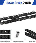 12 Inch All In One Kayak Gear Track Mount Rail System For Fishing Rod Holders Cup Holders Paddle Holders And Anchor Cleats With 14 Holes 2 Pack Accessory Track Mount For Most Kayak Tracks, black aluminum with screws
