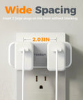 Compact 7 In 1 Wall Outlet Extender Converts One Socket To Four AC Outlets And Three USB Charging Ports image showing wide spacing for plugs.