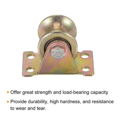 4 Piece U Groove Caster Wheels 1.25 Inch With Bracket Built Tough For Inverted Track Gates And Sliding Gates Ready To Roll For Rolling Gates And Industrial Machines 441 Lbs Per Wheel Load Capacity, galvanized steel bracket