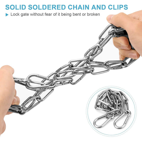 Hand showing Two Pack Stainless Steel Gate Chain Lock For Outdoor Fences With Carabiner 24 Inch 5/32 Inch Links For Livestock Gate