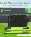 Upgraded Golf Alignment Stick Holder with Anti Tip Base, iron weights, sticks for swing plane training on grass