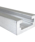 Close-up view of a premium aluminum T slot track rail featuring a deep three eighth inch channel for secure T bolts.