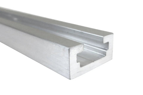 Close-up view of a premium aluminum T slot track rail featuring a deep three eighth inch channel for secure T bolts.