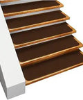 Wood stairs with Skid Resistant Carpet Stair Treads Set Of 15 In Chocolate Brown 9 Inch By 36 Inch With Non Slip Backing