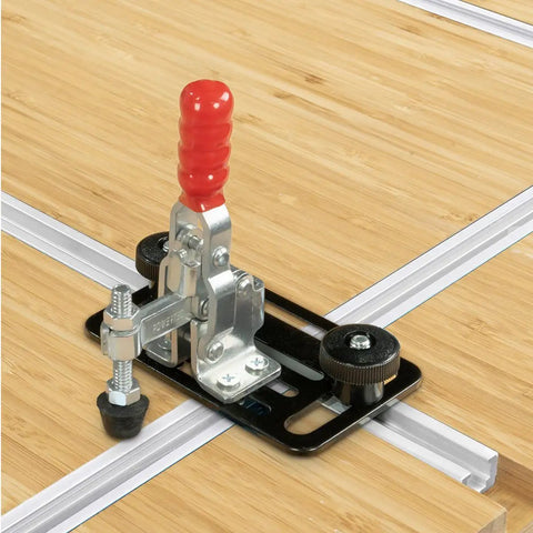 Heavy Duty 48 Inch Aluminum T Track Set For Woodworking with fixture on wooden bench