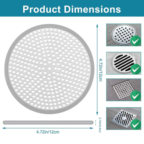 2 Pack Round Shower Drain Hair Catcher With Reinforced Stainless Steel And Silicone Low Profile Bathroom Drain Strainer, dimensions shown.