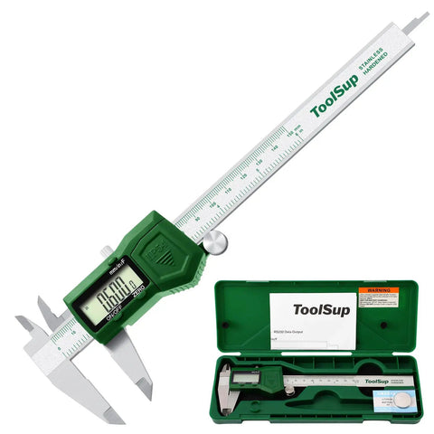 IP54 6 Inch Digital Caliper with Built Tough Stainless Steel, LCD Screen, case shown, for precise internal and external measurements