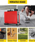 Powerful 250W Electric Handheld Drain Auger Snake for Sink, Toilet, and Pipe Clogs, shown unclogging drains.