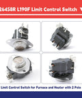 Limit Control Switch Replacement For Nordyne Furnaces And Air Handlers with 2 Pole 626458R L190F 64TX11 208487 D2341