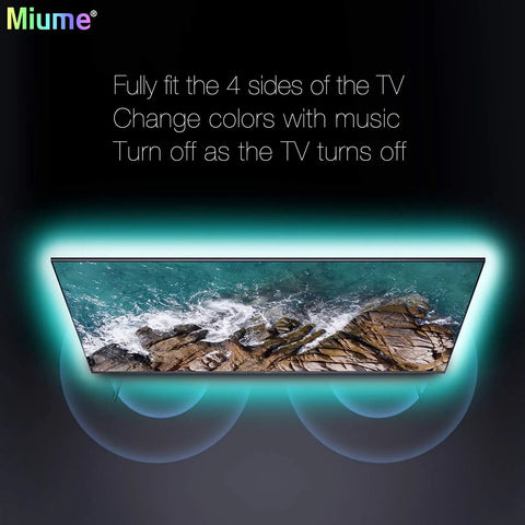 Music LED Backlight Kit For 61-80 Inch TVs, 16.4ft RGB USB Powered Light Strip With glowing ambient around TV