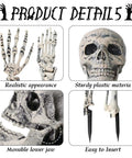Halloween Skeleton Stakes Pack Of 5 Realistic Skull Arm And Leg Yard Props with sturdy plastic and movable jaw details