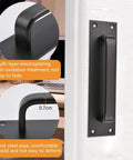 Pull Push Door Plate Handle Set 2 Pack 8 Inch Heavy Duty Aluminum Barn Door Pull With Mounting Screws Matte Black Finish 196x50mm For Shed Garage Commercial Fire Doors on white door