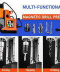 High Octane Magnetic Drill Press With Variable Speed 1400W Heavy Hitter For Rigid Metals portable with accessories and different drilling applications.