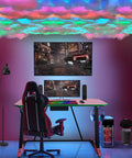 Thundercloud LED Cloud Light With 16 Feet Cord in a gaming setup with RGB atmosphere lighting and dual monitor screens