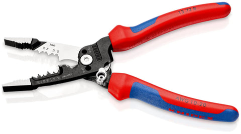 Pro Grade Multifunction Wire Stripper Pliers For Electricians With Two Component Ergonomic Handles And Multicolored Finish Eight Inch Tool
