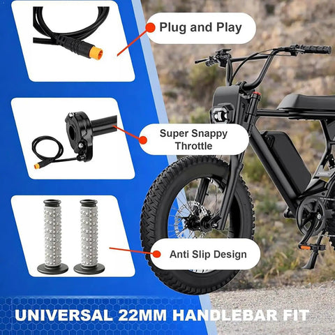 Top Notch Ebike Full Twist Throttle Grip Set With Knobby Particle Texture For 22 Mm Handlebars Perfect Upkeep Ride And Fast Electric Bike Swapping, 22mm grip set
