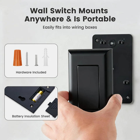 Wireless Light Switch And Receiver Kit No Wiring Needed No WiFi Required 100 Ft Range 15A High Power Expandable Remote Wall Switches