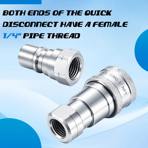 Beefy Quick Disconnect Vacuum Fitting For Composite Bagging High Temperature Up To Five Hundred Degrees Fahrenheit Stainless Steel Coupler One Quarter Inch Quick Connect Industrial Pro Grade For High Heat Vacuum Bagging, 1/4 in threaded stainless steel fitting