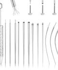 Ball Grabber Piercing Tool Kit For Jewelry In 14G To 20G Stainless Steel with straight and curved cones visible