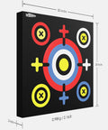 Backyard Archery Target Set 20x20x4 Foam Block With Foldable Self Standing Base High Density Target Portable shown in black with colorful rings