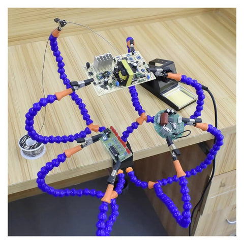Flexible Third Hand Soldering Tool For Circuit Boards With Adjustable Gooseneck Handy 360 Degree Rotating Alligator Clips