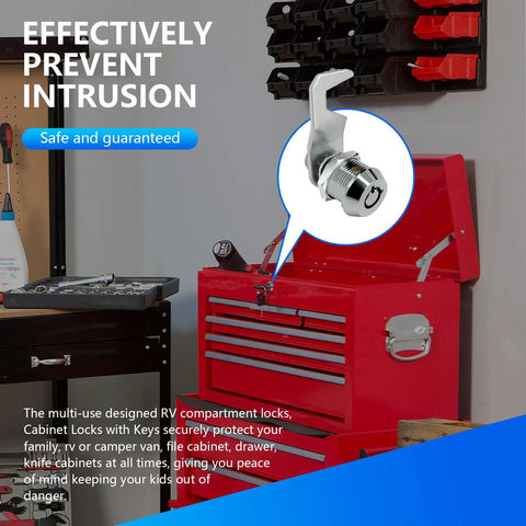 Five Eighth Inch Toolbox Lock With Keys Keyed Alike Tubular Cam Lock Zinc Alloy on red toolbox.