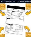 6 Pack VFR Pilot Kneeboard Notepad Pads, 50 Pages Each, Pre Printed Flight Planning Pages displayed with informational sections