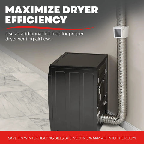 No Brainer Extra Heat Dryer Saver for 4 inch ducts shown with additional lint trap for venting airflow efficiency