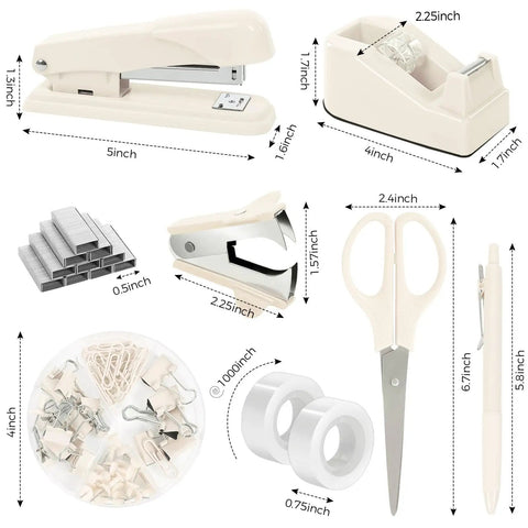 Must-Have All In One Desk Organizer Set For Home Office And School With Stapler Tape Dispenser Scissors Clips