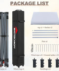 Package contents of Pop Up 10x10 Canopy Tent With Center Lock Easy One Person Setup Dual Shelters 230 Sq Ft Shade Space
