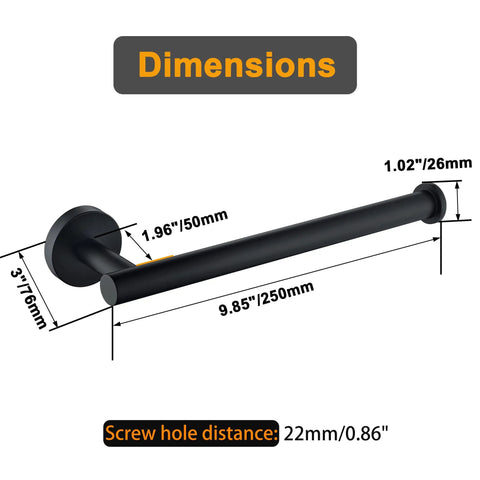Matte Black Hand Towel Holder For Bathroom Wall Mounted 9 Inch Round Heavy Duty Towel Rack Made From SUS304 Stainless Steel Rust Proof