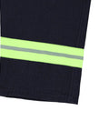 Heavy Duty Fire Retardant Work Suit With Aramid Insulation And High Visibility Design pants leg featuring reflective yellow stripes.