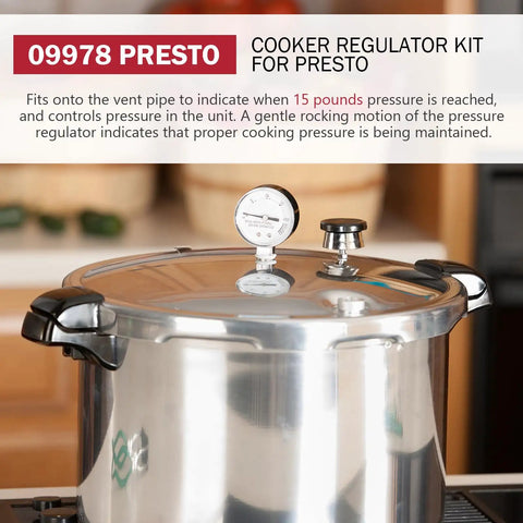 Pressure Cooker Canner Regulator Weight Replacement 15 Lb That Fits 50294 50626 09913 And Most Canners Made After 1957 Easy Install Durable Kitchen Accessory shown on a canner