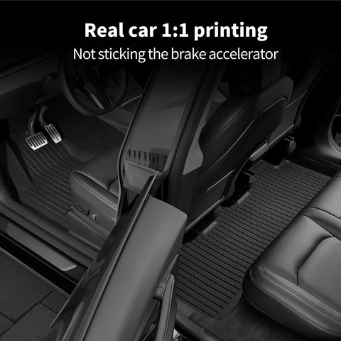Tough As Nails TPE Floor Mats For Tesla Model 3 Highland 2023 Through 2025 installed in vehicle cabin with supportive design.