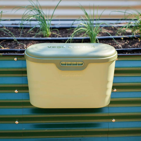 Heavy Duty Garden Tool Box Basil Green With Hinged Lid For Easy Access And Protection, Hangs From Garden Beds