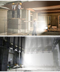 50W LED Work Light 5000 Lumen 6000K Daylight Flood IP66 Waterproof illuminating construction site with scaffolding and workers