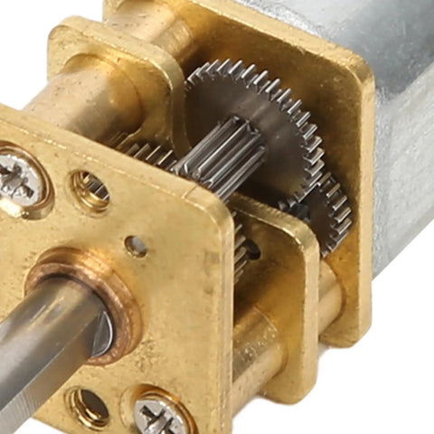 Close-up of 3V Micro Geared DC Motor With Metal Gearbox Tiny Deceleration Gear Reduction High Torque Low Noise showcasing gears and structure