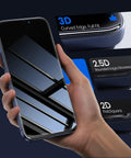 Privacy Screen Protector For iPhone 17 Pro Max With Full Coverage Tempered Glass 24 Degree Anti Spy Private Screen in hand showing 3D curved edge