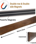 16 Inch Acacia Wood Magnetic Knife Strip Wall Mount showing double-row magnet design and dimensions