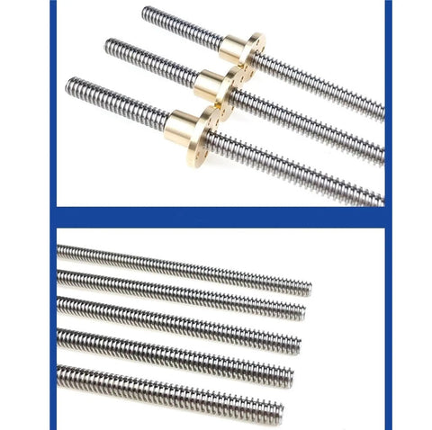 Lead Screw T30x6 With Brass Nut 30mm Stainless Steel Threaded Rod 6mm Pitch Trapezoidal Screw for 3D Printers and CNC Machines