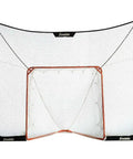 Front view of Lacrosse Goal Backstop Net No More Chasing Balls 12 Foot By 9 Foot For Backyard Practice Keeps Balls In Play.