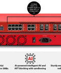 Level Up Your Network Setup Today With This Rock Solid Rackmount Firewall Packing Killer Port Speeds And A Three Year Security Suite For Bulletproof Enterprise Protection, showing red metal case with ports.