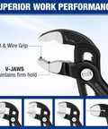 Two Piece Pliers Wrench And Groove Joint Pliers Set With Quick Adjustment, CR-V Steel Construction, V-Jaw, for Plumbing and Repairs