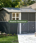 Heavy Duty Metal Storage Shed With Window, Lockable Garden Toolhouse, Ventilated And Weather Resistant Backyard Utility Workshop For Outdoor Storage