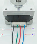 12V DC Nema 16 Stepper Motor With 39mm Frame 0.2N.m Torque 1.8 Degree Step 0.7A 2 Phase 4 Wire For CNC Machining And DIY Projects Includes 20 Tooth MXL Synchronous Pulley Wheel 5mm Shaft, front wiring view